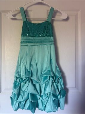 Ruby Rox Teal Sequin Bodice Bubble Hem Dress Size 7!